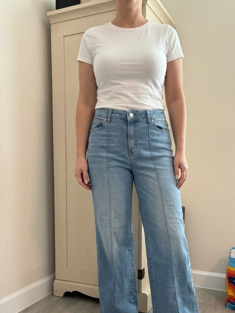Time and Tru High-Rise Pintuck Wide Leg Jeans